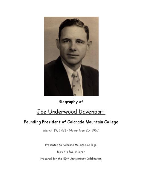 Thumbnail for 'Joe Underwood Davenport Biography Founding President of Colorado Mountain College'