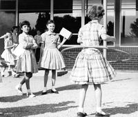 Thumbnail for 'School, North School - 1958 - Girls outside playing'