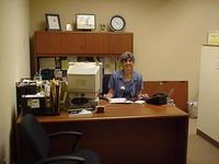 Thumbnail for 'Englewood Public Library - 2000 - Adminstrative Assistant, Joan Clayton, in her new office'