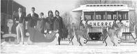Thumbnail for 'Englewood High School Students - 1963 - Setting up a Christmas Display in front of Cherrelyn Horse Car'