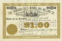 Thumbnail for 'The Harvard Gold Mining and Milling Company Stock Certificate'