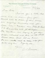 Thumbnail for 'Letter from L. B. Cannon to Dr. William Warren Crook, November 14, 1899'