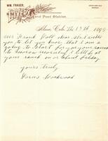 Letter from D. Lockwood to Frank Doll, 1898