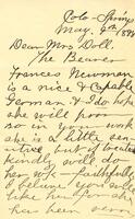Thumbnail for 'Letter from Laura E. Farrar to Lucy Doll, May 9, 1898'