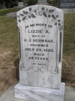 Thumbnail for 'Lizzie Hernage headstone after amelioration'
