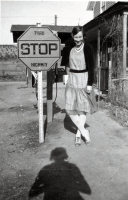 Thumbnail for 'Barbara Pearch and stop sign'