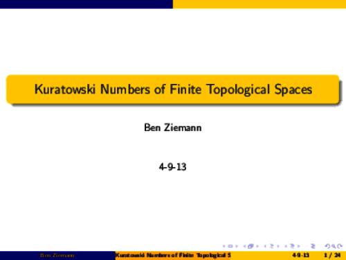 Thumbnail for 'Kuratowski Numbers of Finite Topological Spaces'