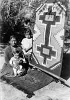 Thumbnail for 'A Woman and Two Children Seated with a Navajo Blanket'