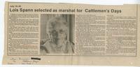 Thumbnail for 'Lois Spann selected as marshal for Cattlemen's Days'