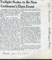 Thumbnail for 'Newspaper Clipping “Twilight Rodeo to be new Cattlemen’s Days event”'