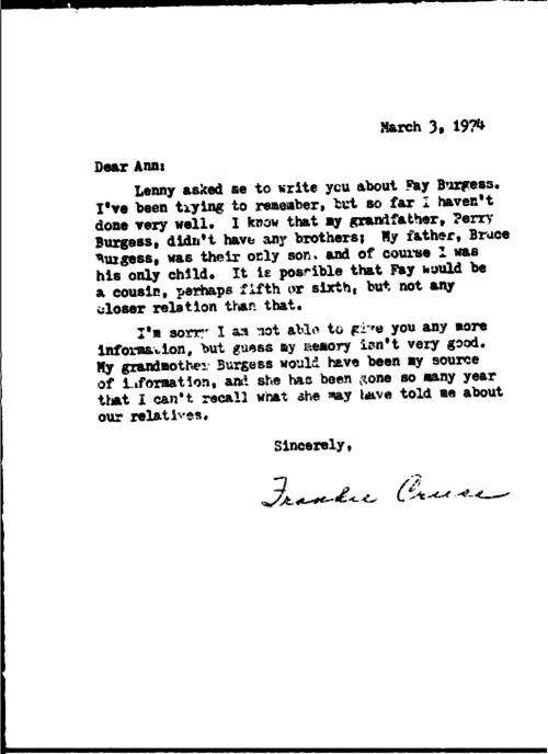 Thumbnail for 'Letter from Frankie Cruse to Ann Rich, March 3, 1974'