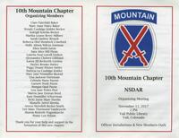 Thumbnail for '10th Mountain Chapter - NSDAR:  Organizing Meeting program (a)'
