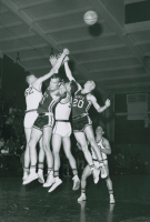 Thumbnail for 'The 1963 WSC basketball team is up against the Colorado School of Mines in Mountaineer Gymnasium.'