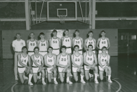 Thumbnail for 'The 1970-71 WSC freshman team poses for a photograph in Wright Gymnasium.'