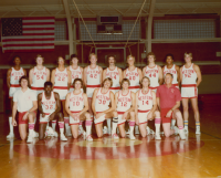 Thumbnail for 'The 1978 WSC varsity basketball team pose for a photograph in Wright Gymnasium.'