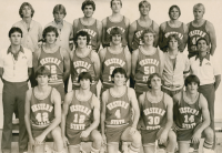 Thumbnail for 'Head coach Rod Zentner (right) and assistant coach Terry Gibbons pose with the 1983-84 WSC varsity basketball team.'