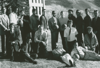 Thumbnail for 'Head coach Terry Gibbons and assistant coach Greg Schick pose with the 1988-89 varsity basketball team'