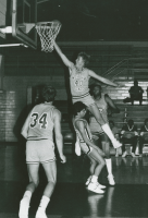 Thumbnail for 'A WSC player tries for a layup against (University of ?) Colorado, ca. 1988.'