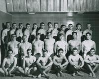 Thumbnail for 'Members of the undefeated 1965-1966 WSC men's swim team pose for their Curecanti photograph.'