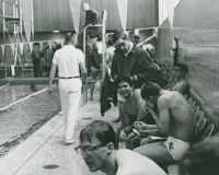 Thumbnail for 'Poolside activity at a WSC swim meet, ca. 1968.'