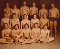 Thumbnail for 'The 1974-1975 WSC men's swim team poses for a Curecanti photograph.'