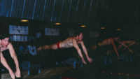 Thumbnail for 'Swim meet competition in Wright Gymnasium pool, ca. 1975.'
