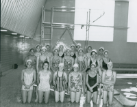 Thumbnail for 'WSC's women swim team began intercollegiate competion circa 1973 and were strong contenders by 1977.  This photograph was taken...'