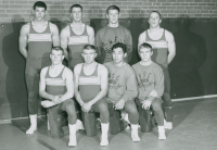 Thumbnail for 'Members of the 1968 WSC wrestling team pose for a photograph.'