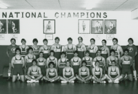 Thumbnail for 'The 1986 WSC wrestling team and coaches pose for their Curecanti photograph in Wright Gymnasium.'