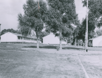 Thumbnail for 'View of the Industrial Arts Barracks from the west, early 1950s.'