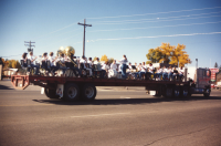 Thumbnail for 'Western band students and alumni in a Homecoming parade circa 2003'