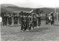 Thumbnail for 'Part of the Mountaineer Marching Band performing in Mountaineer Bowl, early 1970s.'