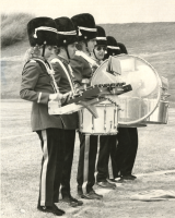 Thumbnail for 'The percussion section of the Mountaineer Marching Band, ca. 1972] cw'