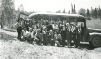 Thumbnail for 'Hiking and Outing Club members pose for a photograph circa 1947.'