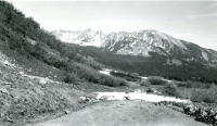 Thumbnail for 'Hiking and Outing Club vehicles are stopped by a snowdrift, early summer, ca. 1933'