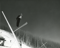 Thumbnail for 'A ski jumping competitor launches into the air '