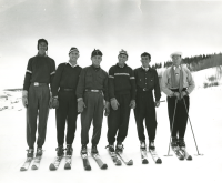 Thumbnail for 'The WSC ski team poses for the 1950 Curecanti.'