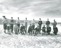 Thumbnail for 'The WSC ski team poses for the 1956 Curecanti in Mountaineer Bowl.'