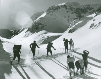 Thumbnail for 'Coach Ken MacLennan's ski team on East Maroon Pass, early 1970s.'