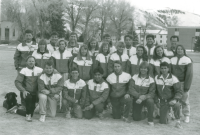 Thumbnail for 'WSC Alpine ski team poses for a photograph on campus, 1991.'