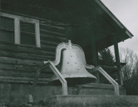 Thumbnail for 'Victory Bell (Annex Bell) outside the second campus club house, circa 1955.'