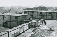 Thumbnail for 'View of Colorado Hall and Dolores Hall from the roof of Escalante Terrace, circa 1961.'