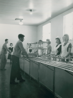 Thumbnail for 'The serving line in Keating Hall, circa late 1940s.'