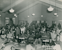 Thumbnail for 'Upperclassmen register for classes in Leslie J. Savage Library, circa 1954.'