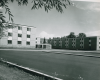 Thumbnail for 'Mears Complex men's dormitories viewed from the southwest, late 1960s.'