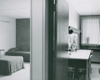 Thumbnail for 'Interior view of a Mears Complex dormitory room, circa 1969.'