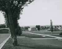 Thumbnail for 'Wide view of the WSC campus from north of the Student Union, early 1970s.'