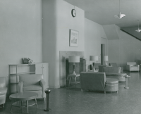 Thumbnail for 'Interior view of the Ouray Hall main lobby, circa 1956.'