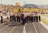 Thumbnail for 'The WSC Pep Band plays for the 1987 Homecoming crowd in Mountaineer Bowl.'
