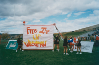 Thumbnail for 'Western cheerleaders ready for Homecoming 2001.'